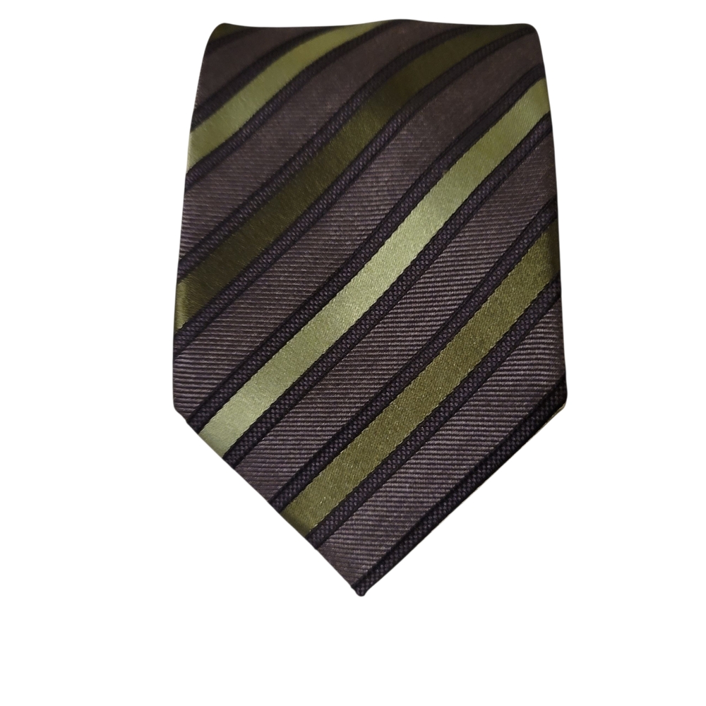 GEOFFREY BEENE Silk Green Striped Mens Tie 59.5"
